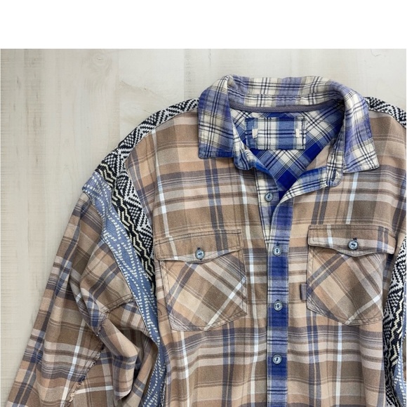 NWOT FREE PEOPLE oversized plaid boho casual weekend lounge flannel shirt tunic - Picture 5 of 6